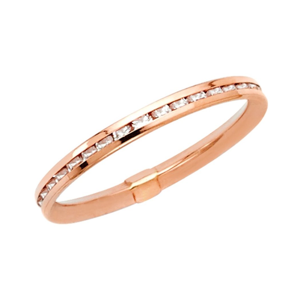 14K Rose Gold Eternity Wedding Band 5 6 7 8 9 - Picture 2 of 10